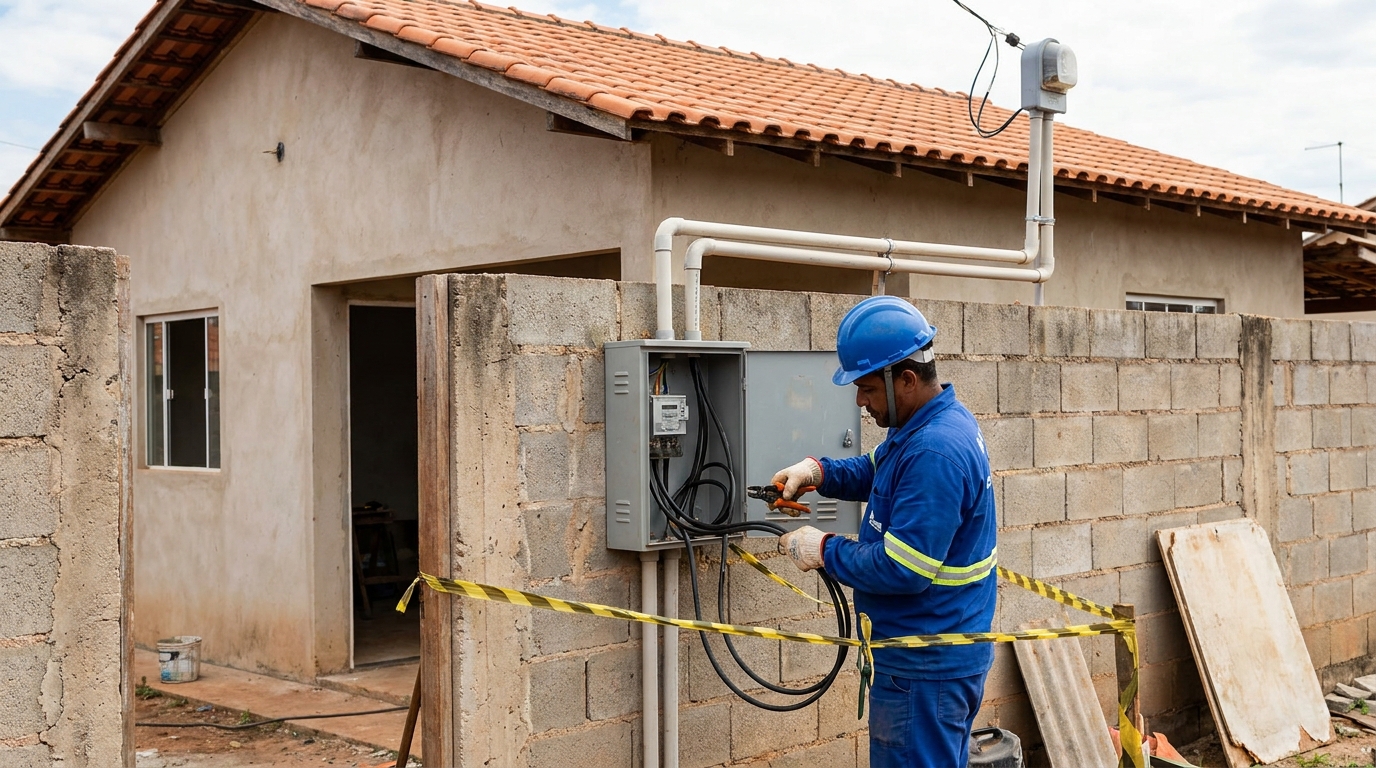 Eletricista instalando padrao de energia em Jaraguá do Sul‑SC