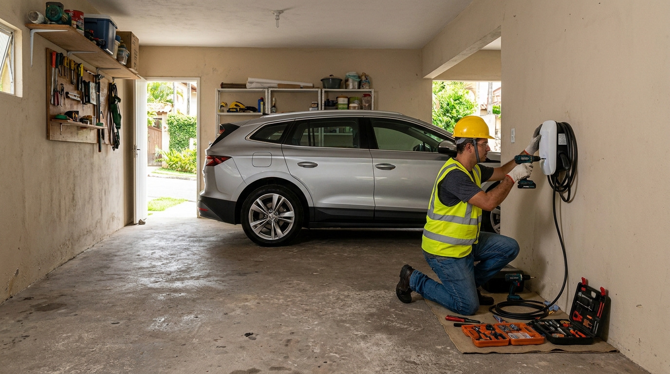 Instalacao de carregador de carro eletrico residencial em Jaraguá do Sul‑SC