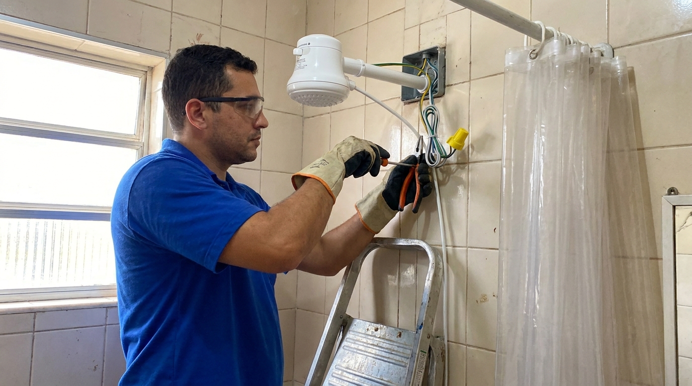Instalacao de chuveiro eletrico residencial em Jaraguá do Sul‑SC