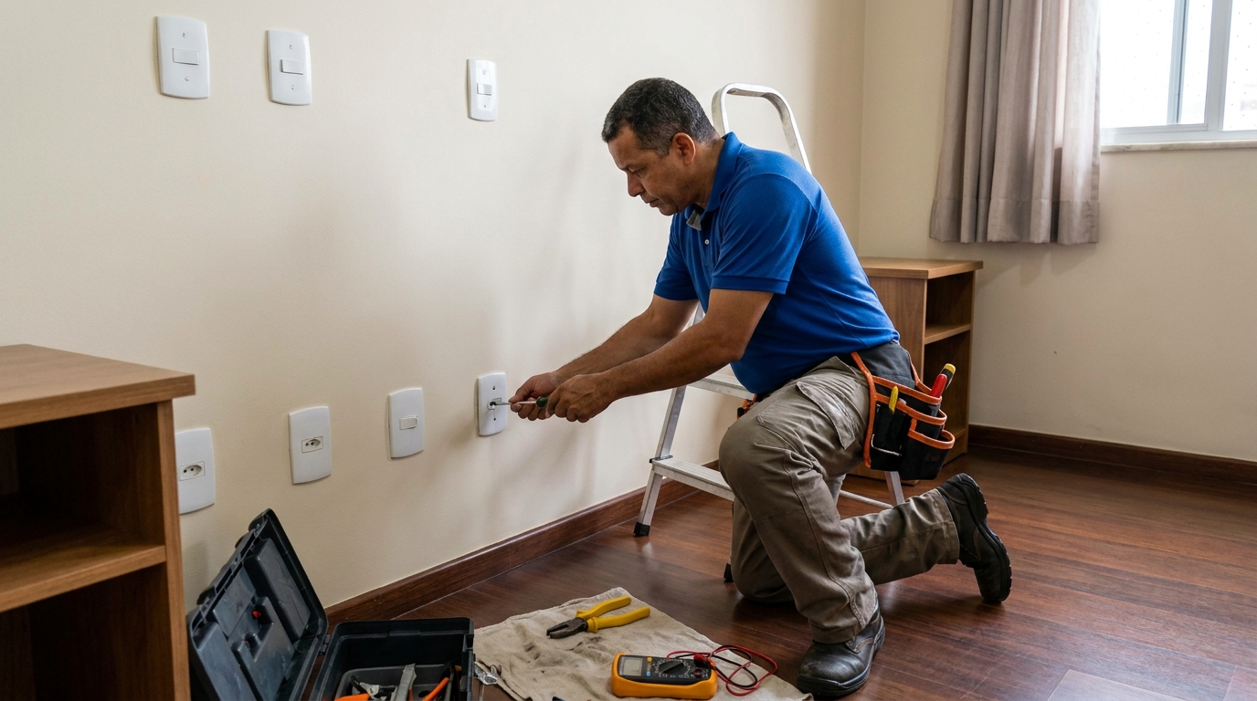 Instalacao de tomada e interruptor residencial em Jaraguá do Sul‑SC